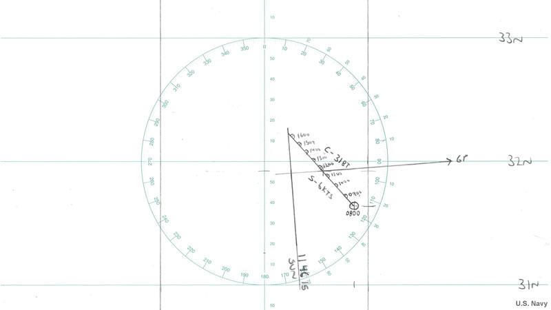 screenshot of Universal Plotting Sheet with morning (1146 UT) Sun line marked for our day, 2018 July 17