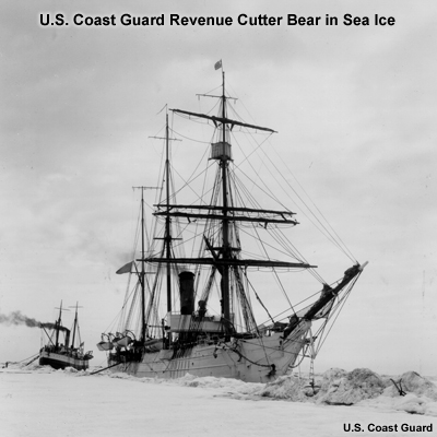Photo of U.S. Coast Guard Revenue Cutter Bear in sea ice