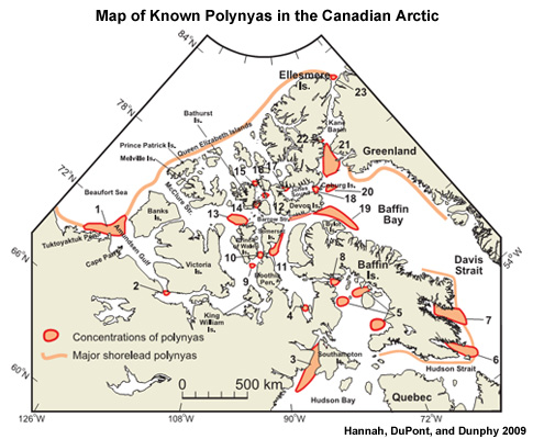 Map of Known Polynyas in the Canadian Arctic