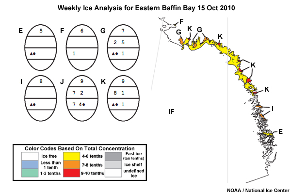Weekly Ice Analysis for Eastern Baffin Bay 15 Oct 2010
