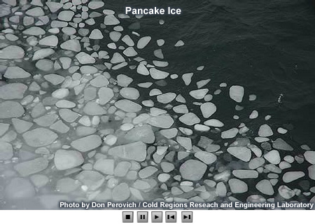 3 photos of pancake ice