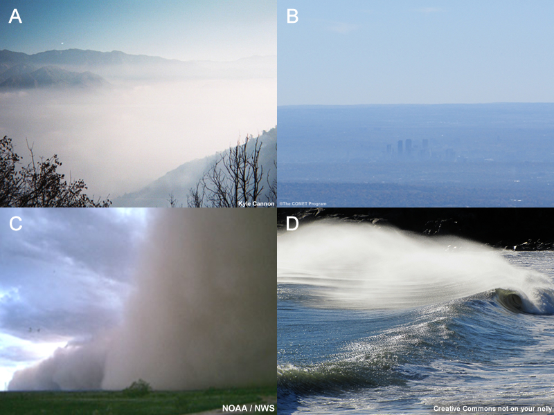 4 panel image with different types of obscurations.