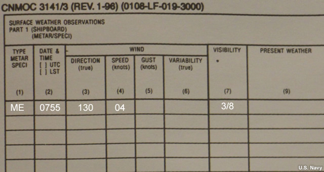 excerpt of navy observing form showing where visibility is encoded