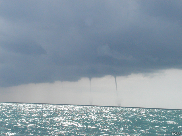 waterspouts over the ocean