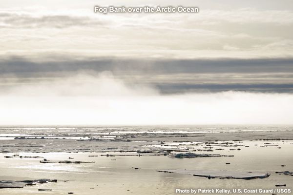 Photo of fog over Arctic Ocean with sea ice