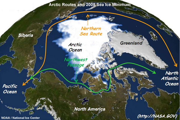 Arctic Shipping Routes and 2008 Sea Ice Minimum