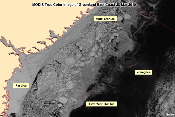 MODIS True Color Image of Greenland East Coast 28 M